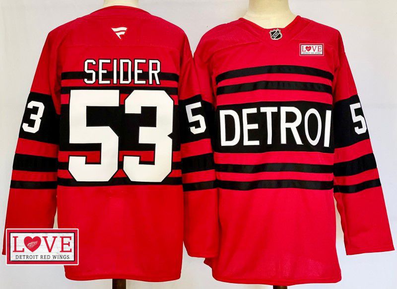 Men Detroit Red Wings #53 Seider Red Fanatics 2025 NHL Jersey style 11